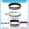 24 PCS Race Car Sunglasses Wristbands for Racing Theme Party Favors Set Race Car Checkered Sunglasses Black and White Checkered Rubber Bracelets for Summer Pool Racing Theme Birthday Gifts Supplies