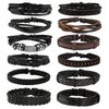 MILAKOO Braided Leather Bracelet for Men Women Cuff Wrap Bracelet Adjustable Black and Brown