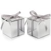COTOPHER 100pcs Small Gift Boxes, Favor Boxes 2x2x2 inches Paper Gift Boxes with Ribbons Candy Box for Wedding Favors Baby Shower Bridal Shower Birthday Party (100 Metallic Silver)