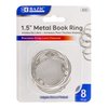 BAZIC Loose Leaf Binder Ring 1.5", Book Rings Binder Rings, Nickel Plated Steel Metal Ring for Flash Cards, Index Card, Keychain (8/Pack), 1-Pack
