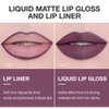 AMY'S DIARY 2pcs Purple Lip Liner & Lipstick Makeup Set, Liquid Lipstick 24H and Lip Liner Set Matt Liquid Lips Make Up Waterproof Long Lasting (06#, 2 Pcs Set)
