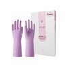 LANON 3 Pairs wahoo Skin-Friendly Cleaning Gloves, Dishwashing Kitchen Gloves with Cotton Flocked Liner, Reusable, Non-Slip, Mauve Mist, Medium