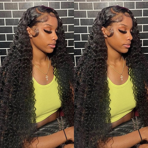 Midulla 13x6 Deep Wave Lace Front Wigs Human Hair Pre Plucked 22Inch 180% Density HD Lace Front Wigs Human Hair Deep Wave Glueless Frontal Wigs Human Hair Wigs for Black Women Free Part