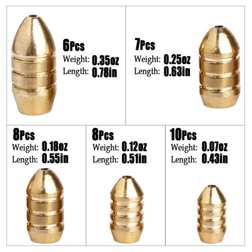 Sougayilang Fishing Sinkers Set with Brass Sinker Weights Jig Hooks Fishing Swivel Ring Connector Plastic Box for Freshwater Saltwater Bass Fishing