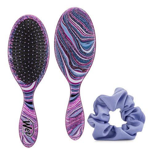 Wet Brush Original Detangler and Coil Scrunchie Swirl Style Gift Kit - Pain-Free Hair Accessories for All Hair Types, Reducing Effort, Pain, and Breakage