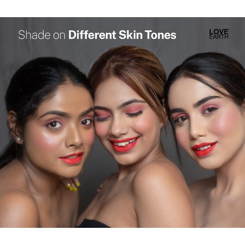 Love Earth Lip Tint & Cheek Tint Multipot - Never Say Never With Richness Of Essential Oils & Vitamin E For Lips, Eyelids And Cheeks, Creamy Matte - Bright Red