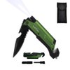 7-in-1 Dispatcher Tactical Knife with Glass Breaker, Seatbelt Cutter,Steel Serrated Blade,Flashlight,Fire Starter,Bottle Opener and Carrying bag, Good for Military Emergency Outdoor Rescue (Black)