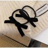 Velvet Hair Bows Clips Elastic Hairbow Ties Toddler Girls Black Ponytail Holder Ribbon Decor Accessories 4.5inch for School Kids Women Xmas Valentines Gift