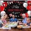 Birthday Party Decorations Confetti Balloons Kit Happy Birthday Photography Backdrop Banner Tablecloths for Boys Girls Men Women Birthday Party Supplies Decor (Red and Black)