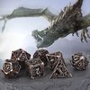 DND Dice,Hollow D&D Metal Dice,Dungeons and Dragons Dice Set with Gift Box,7 PCs Steampunk Polyhedral Dice Games Set for RPG,MTG,Pathfinder,(Dragon Blood Spattered)