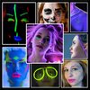 Noctilucent Face Gems, 12Pcs Luminous Face Jewels Rhinestones Stickers and 15g Chunky Glitter Glow in The Dark for Face Eye Glow Make up Festival Dress-up Face Jewelry Rave Accessories Party Supplies