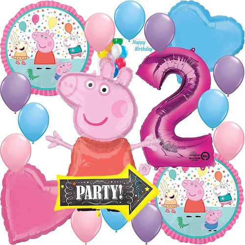 Anagram Peppa Pig Party Supplies Foil Balloon Bouquet Decoration, Multicolored, Party Accessory, 2nd Birthday Officially Licensed