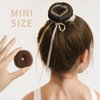 FANDAMEI Hair Bun Maker, 4PCS Donut Hair Bun Maker for Kids with 4PCS Extra Small Hair Buns Kit. Small Ballet Hair Bun Maker for Kids, Hair Bun Set with Elastic Hair Ties, Hair Pins.(Light Brown)