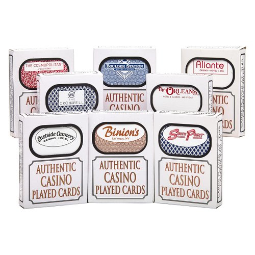 Pre-Owned Professional Playing Cards from Las Vegas - 8 Decks, Bridge Size, Plastic Coated, Retired Casino Table Games Collection, Standard 52-Card Poker Deck Set