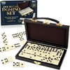 Gamie Double Six Dominoes Set in Faux Leather Case, 28 Dominos Tiles for Kids, Fun Educational Toy Classroom Kit, Classic Set of Dominoes for Game Night or Travel in Gift Box