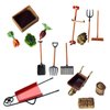 gofidin 1:12 Scale Miniature Farming Tools Dolls Accessories, 13PCS Simulation Shovel Rake Lawn Mower Garden Cart Scene Model Dollhouse Decoration