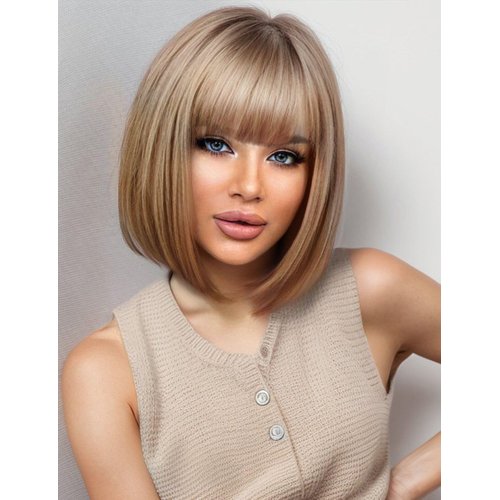 Getshow Ash Blonde Bob Wigs for Women,Synthetic Wig with Bangs