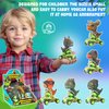 SMILESSKIDDO Dino Pull Back Cars - 6 Packs Dinosaur Cars, Finger Scooter, Mini T-Rex & Triceratops Toys, Stocking Stuffers for Kids Boys & Girls Age 3 4 5 6