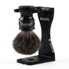 Anbbas Shaving Set, 4in1 Pure Black Badger Shaving Brush with Long Resin Handle and Acrylic Thicken Shaving Stand,Soap Bowl Stainless Steel and Goat Milk Shaving Soap 100g Men Gift Kit
