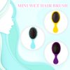 Nuenen 3 Pieces Mini Detangler Hair Brushes Small Wet Dry Hair Brush Travel Detangling Brushes Soft Bristles Pocket Child Hairbrush for Kids Women Girls for Most Hair Types (Yellow, Green, Purple)
