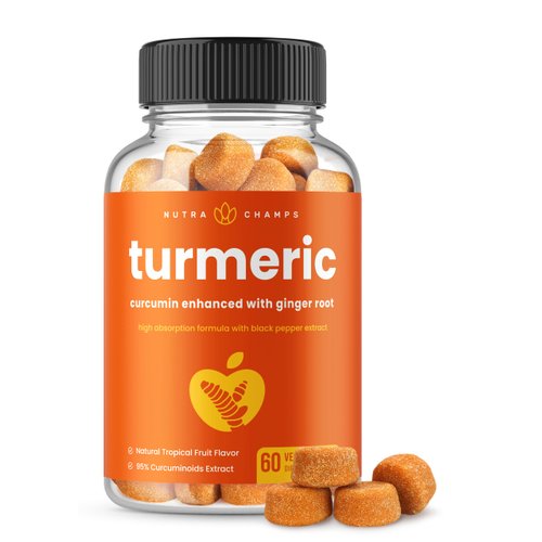 Turmeric Gummies for Adults & Kids with Ginger & Black Pepper Extract | 95% Curcuminoids | Vegan Natural Curcumin Joint Support Supplement | Tumeric Gummy Supplements