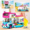 CUBIMANA 3-in-1 Cat Car Building Set, Girls Camper Van Building Block Sets, Ice Cream Truck City Bus Building Toys with Slide and Stickers, Gifts for Kids Girls Boys Age 6 7 8 9 10 11 12+ (494PCS)