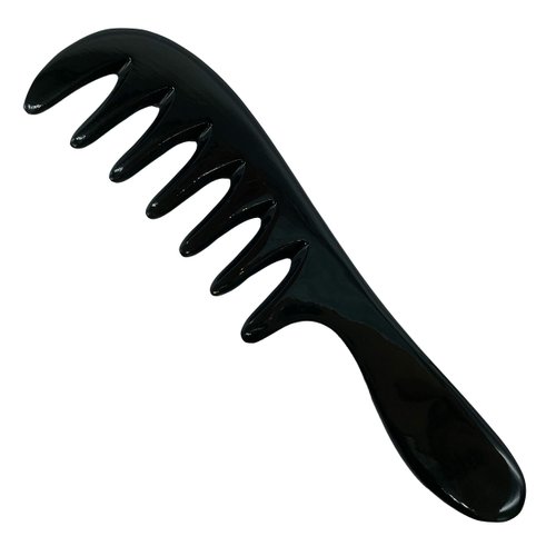 Natural Black Buffalo Horn Comb, Anti-Static Handmade Wide and Fine Tooth Comb for Hair and Beard, Gift for Women, Mom, Wife, Daughter (Style E - 7.5 inch)