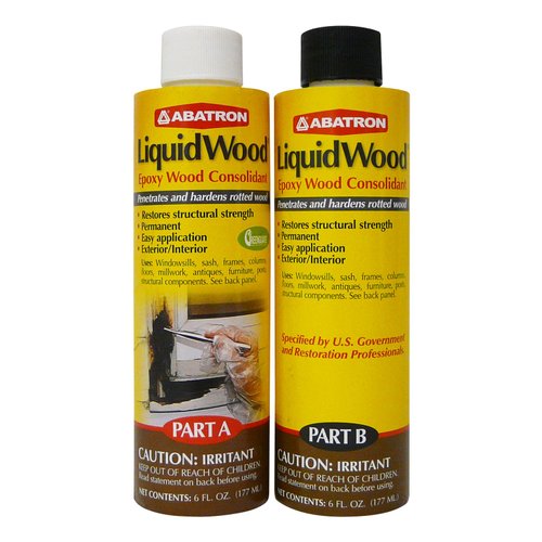Abatron LiquidWood Kit - 12 Ounce - 2-Part Structural Wood Epoxy Resin - Wood Hardener and Consolidant - Perfect Primer for WoodEpox Epoxy Wood Filler
