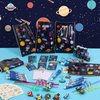 LiYiQ 87 Pcs Space Party Favors with Space Spiral Notebooks 10 in 1 Pen Reusable Straws Slap Bracelets Keychains Space Temporary Tattoo Stickers and Gift Bags for Kids Space Birthday Party Supplies