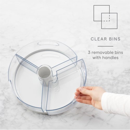 YouCopia Crazy Susan Lazy Susan Organizer, 3 BPA-Free Removable Clear Bins with Handles, Rotating Storage Turntable for Kitchen Cabinet, Pantry and Bathroom Organization