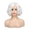 Baruisi Short Curly White Wig for Women Synthetic Natural Wavy Costume Wig for Cosplay Party