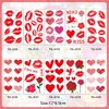 BASEMMAHER 83Pcs Valentine's Day Red Lips Heart Temporary Tattoo Stickers Red Lip Kiss Love Cupid Rose Bouquet Waterproof Fake Tattoos for Women Girls Man Face Body Lover Theme Party Decorations