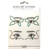 Rebel Tattoos Self-Adhesive Eye Pearls and Face Gems Jewels for Rave Party Festival Makeup, Reusable Multicolor Acrylic Crystal Temporary Tattoo Stickers, Mermaid Face Jewel Eye Stones(Green Floral)