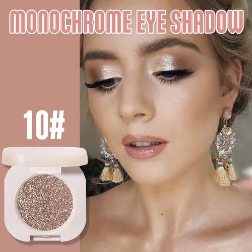 FeiCuiYun Monochrome Glittler Eyeshadow, light Shimmer eyeshadow, pressed glitter eyeshadow, Glittler Matte Pressed Powder Single Vegan Eyeshadow; Talc, Paraben & Cruelty Free, Brown Glitter (10)
