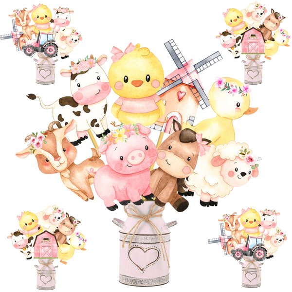 Farm Animal Centerpiece Sticks 26Pcs Farm Party Table Toppers Farm Animal Birthday Party Decorations for Farm Theme Baby Shower Supplies