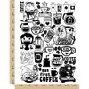 Coffee Love Temporary Tattoo Water Resistant Fake Body Art Set Collection - Black (One Sheet)