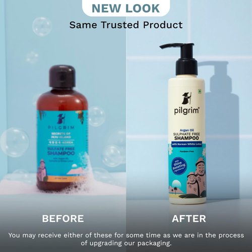 Pilgrim Sulfate Free Shampoo | Infused with Argan Oil, White Lotus & Camellia | Fights Hairfall & Nourish Hair | Gentle Cleanser for Healthy Hairs | 6.76 Fl Oz/200ml