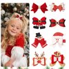 HIPIHOM 8Pcs Christmas Hair Clip Santa Gingerbread Reindeer Hair Barrettes Gift Wrap Bows Cute Christmas Hair Accessories