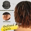 SOKU Short Kinky Curly Full Wigs with Bangs 10 Inch Ombre Brown Curly Wigs for Black Women Non Lace Glueless Synthetic Wigs Heat Friendly Afro Bomb Curly Wig for Daily Wearing