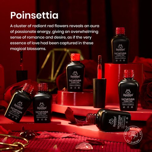 Beetles Christmas Red Gel Nail Polish Set Winter Burgundy Collection Glitter Poinsettia Purple Gel Polish, Soak Off UV LED Gel Nail Polish Art Design Decoration DIY Gel Nail Gifts