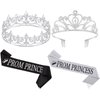 Saintrygo Prince and Princess Crowns Prom Court Sashes Prom Party Favors 80s Prom Tiara Shiny Satin Cosplay for Graduation(Nostalgic Style)