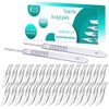 30 Pieces Scalpel Sterile Blades #10 with 2 Pack #3 Metal Scalpel Knife Handle & Storage Case, for Biology Lab Anatomy, Practicing Cutting, Medical Student, Sculpting, Repairing, Crafts, Leather