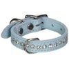 OmniPet 6087-BBL10 Signature Leather Crystal and Leather Dog Collar, 10", Baby Blue