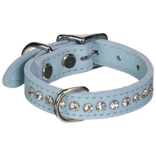 OmniPet 6087-BBL10 Signature Leather Crystal and Leather Dog Collar, 10", Baby Blue