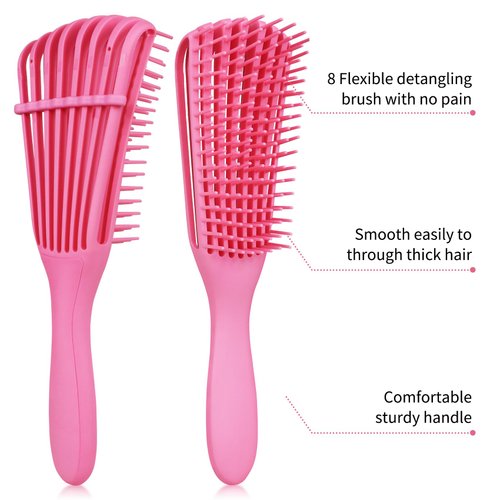 Topisces Detangling Brush for Natural, Curly, Afro 3a to 4c Hair - Suitable for Kinky, Wavy, Coily, Wet, Dry, Oily, Thick or Long Hair (Pink)