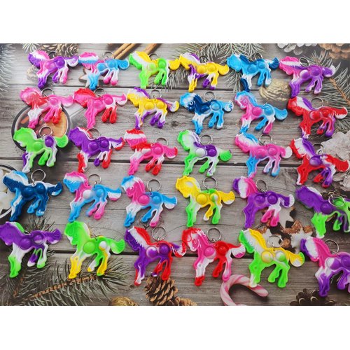 100 Packs Bulk Horse Push Rainbow Bubble Mini Pop Fidget for Boy Girls Kids, Birthday Party Favors Supplies Classroom Summer Student Prize Gifts