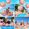 Lewtemi 12 Pcs 24 Inch 16 Inch Inflatable Glitter Beach Balls Clear Confetti Swimming Balls Jumbo Pool Balls for Outdoor(Rose Gold)
