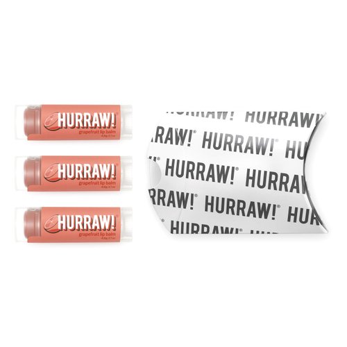 Hurraw! Grapefruit Lip Balm, 3 Pack: Organic, Certified Vegan, Cruelty and Gluten Free. Non-GMO, 100% Natural Ingredients. Bee, Shea, Soy and Palm Free. Made in USA