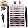 3D Fluffy Lash Extension Kit D Curl Lash Clusters WHYBRAW Eyelash Extension Kit with 7 Days Long Lasting Bond Lash Bond and Seal 120 Pcs Natural Individual Lashes Kit with Cluster Lash Tweezers