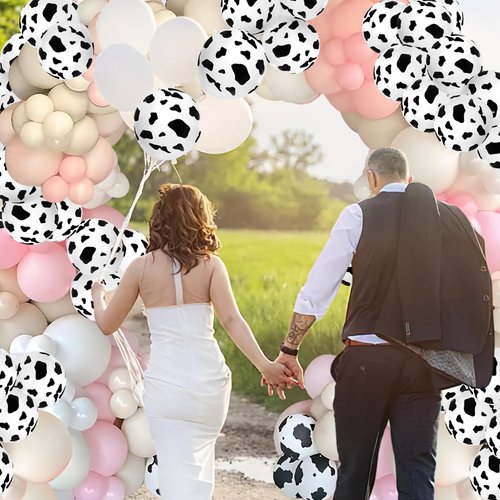LovesTown 25PCS Cow Print Balloons, 12" Cow Balloons Latex Balloons for Children Party Cowboy Theme Birthday Party Favor